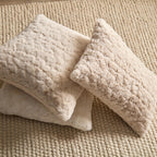 Light Beige Sheep Faux Fur Decorative Lumbar Pillow