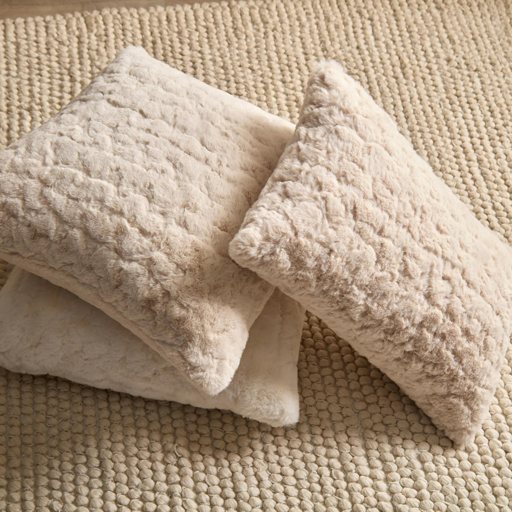 Oatmeal Sheep Faux Fur Throw Pillow