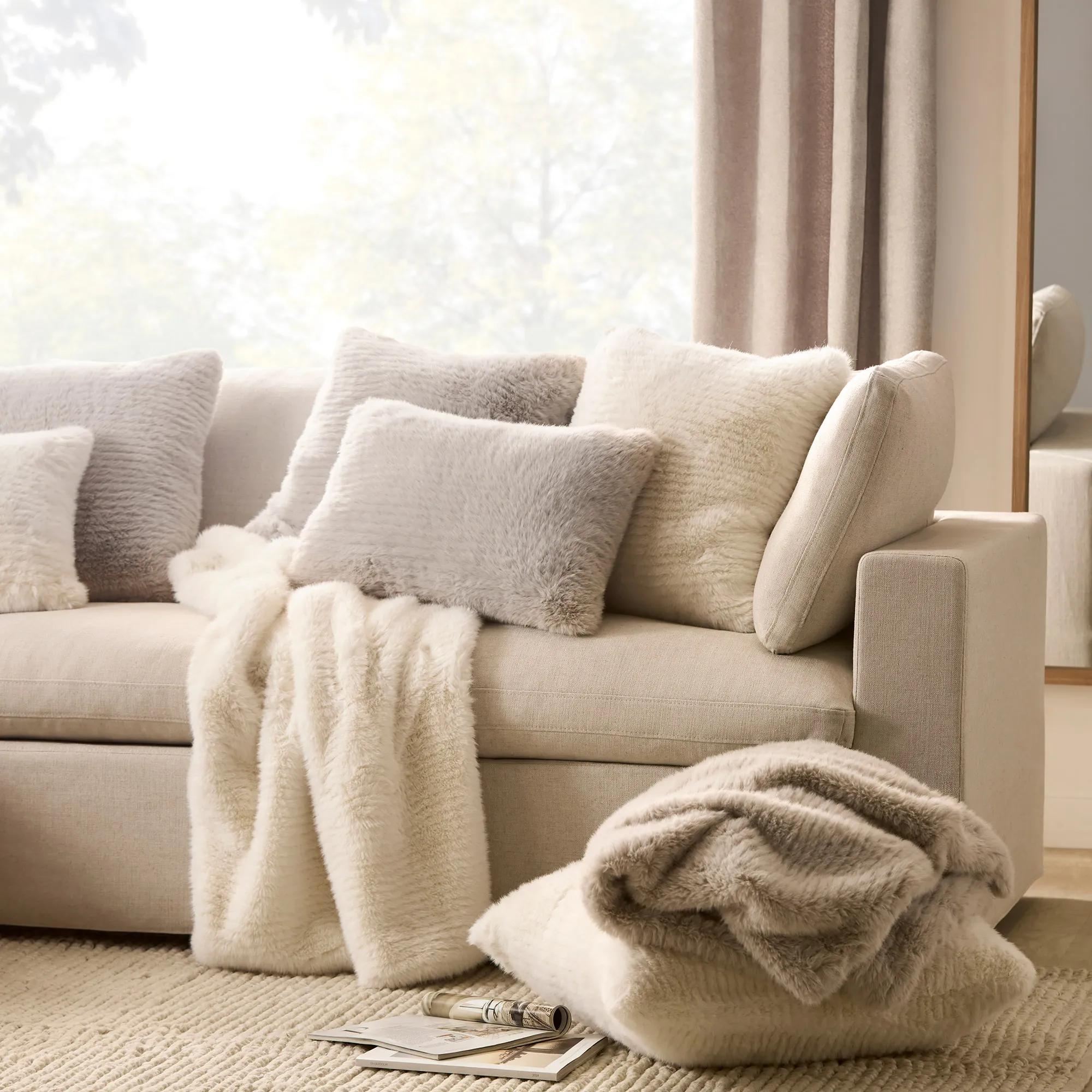 Grey Maddox Faux Fur Decorative Pillow