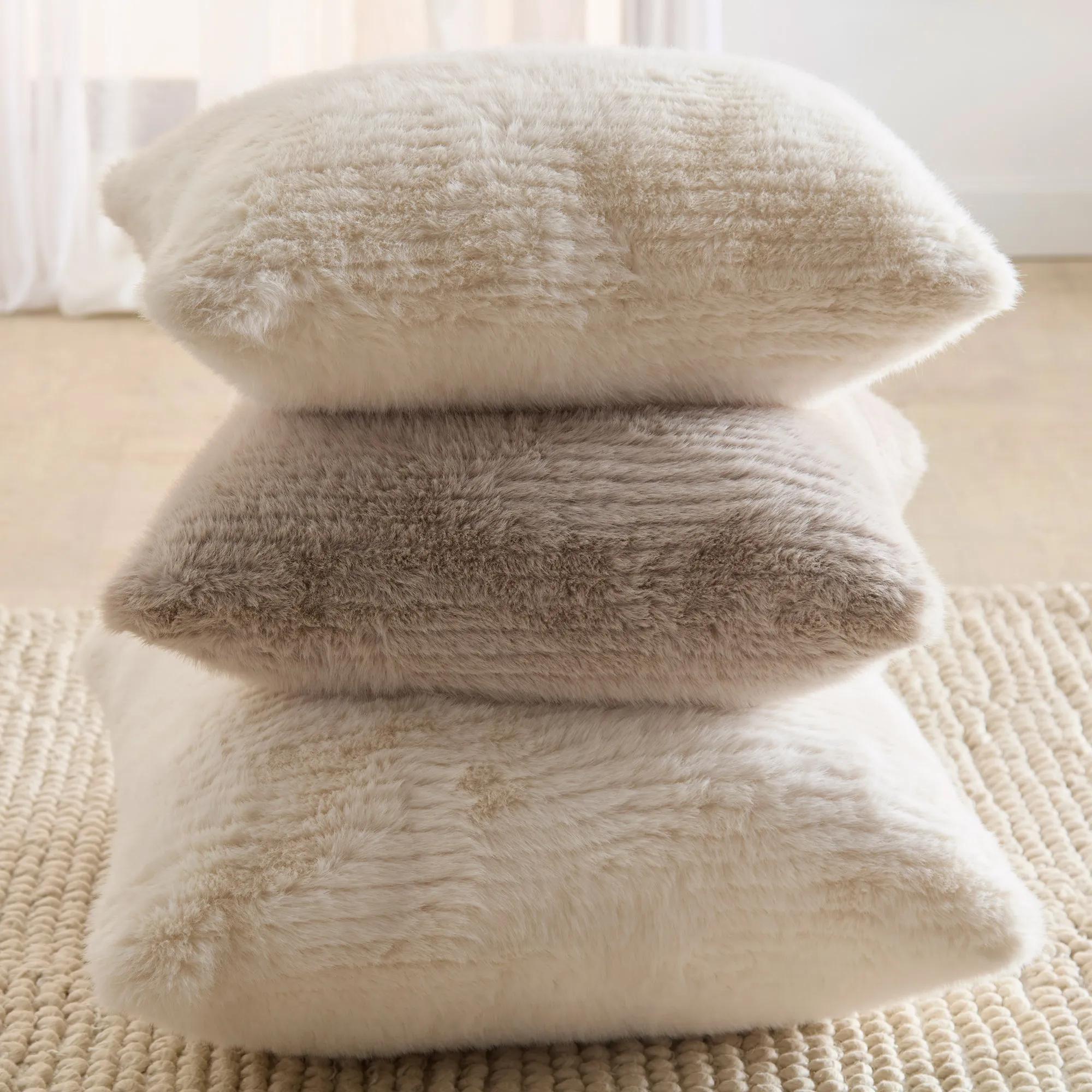 Grey Maddox Faux Fur Decorative Pillow