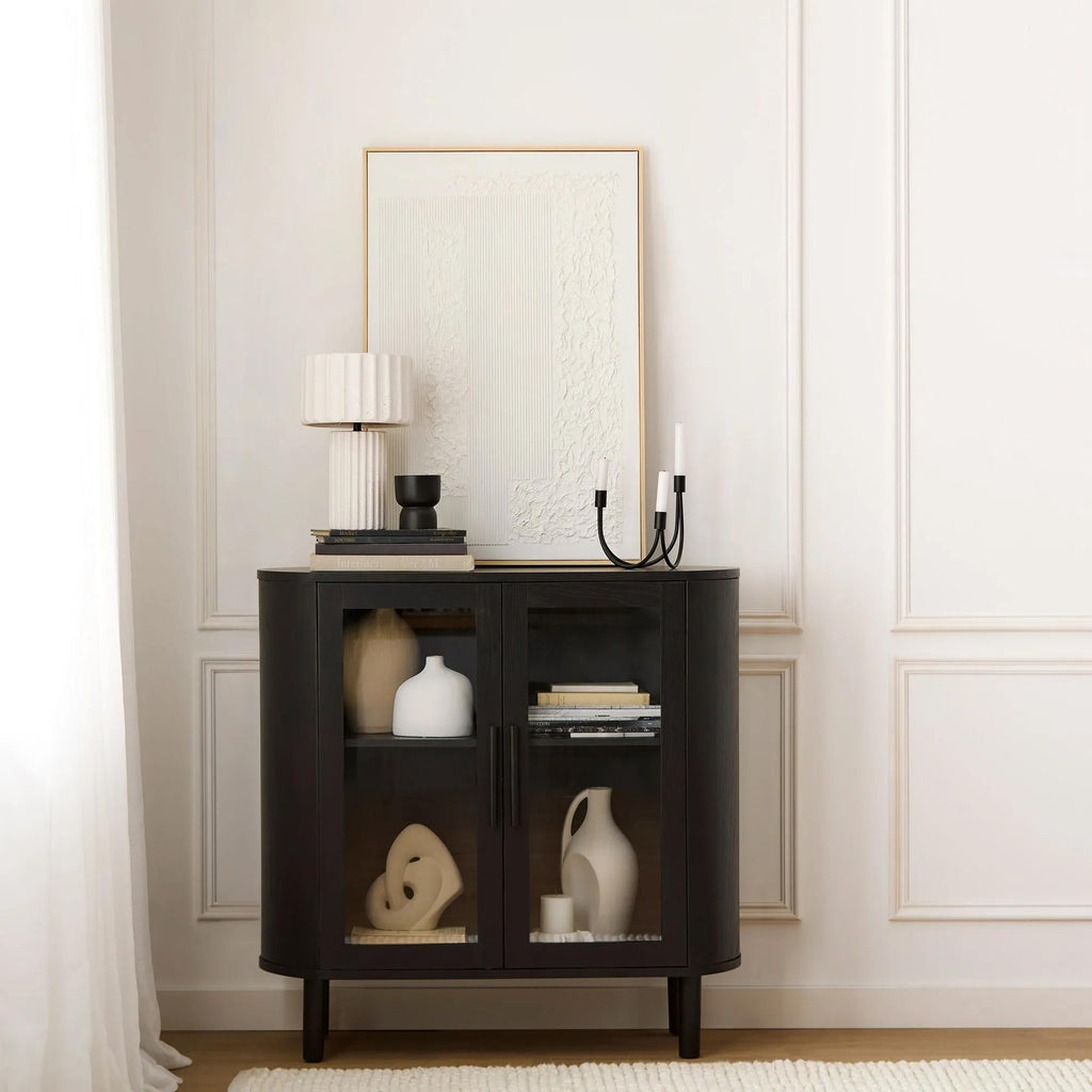 Black Buffet with Glass Doors