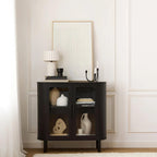 Black Buffet with Glass Doors