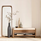 Fabric and Wood Bench