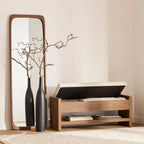 Fabric and Wood Bench