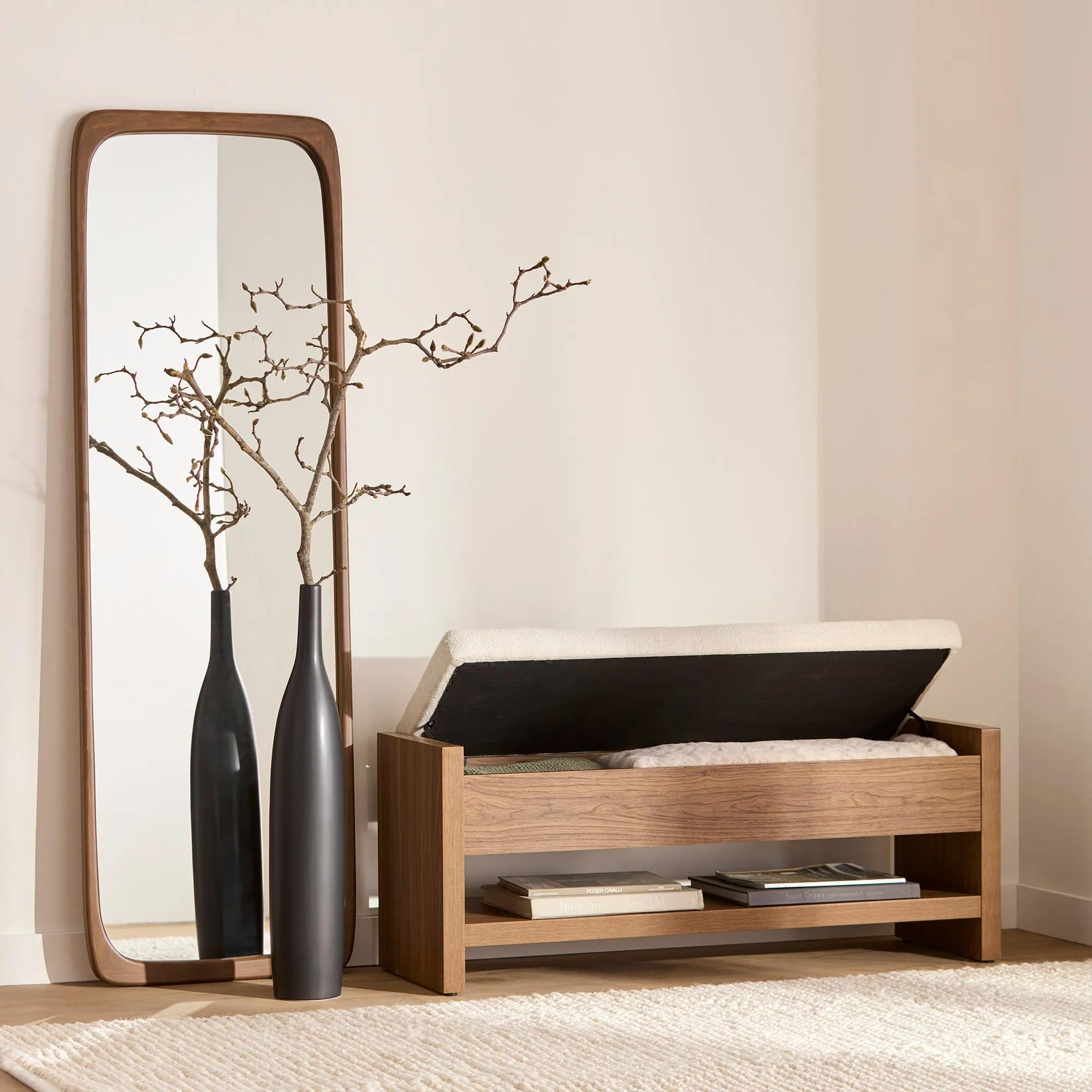 Fabric and Wood Bench