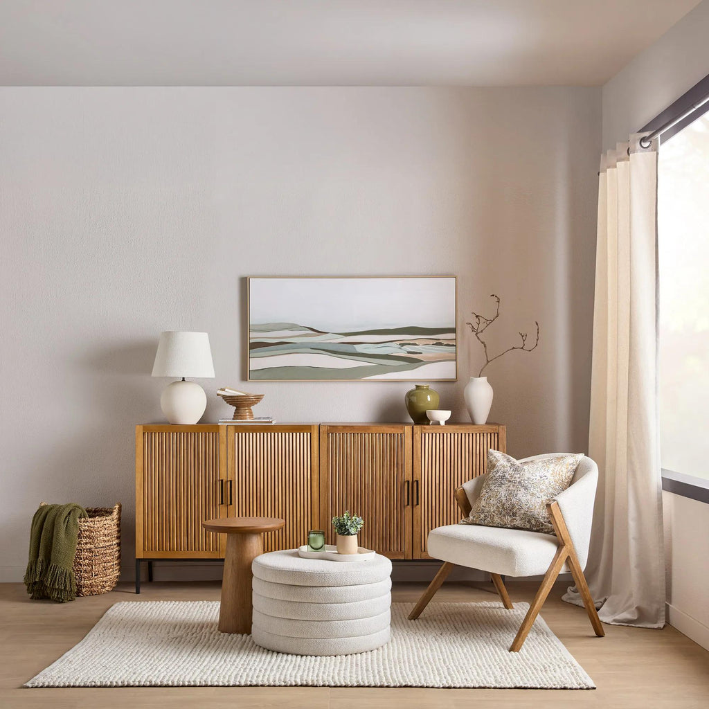 Slatted 2-Door Dark Wood Buffet