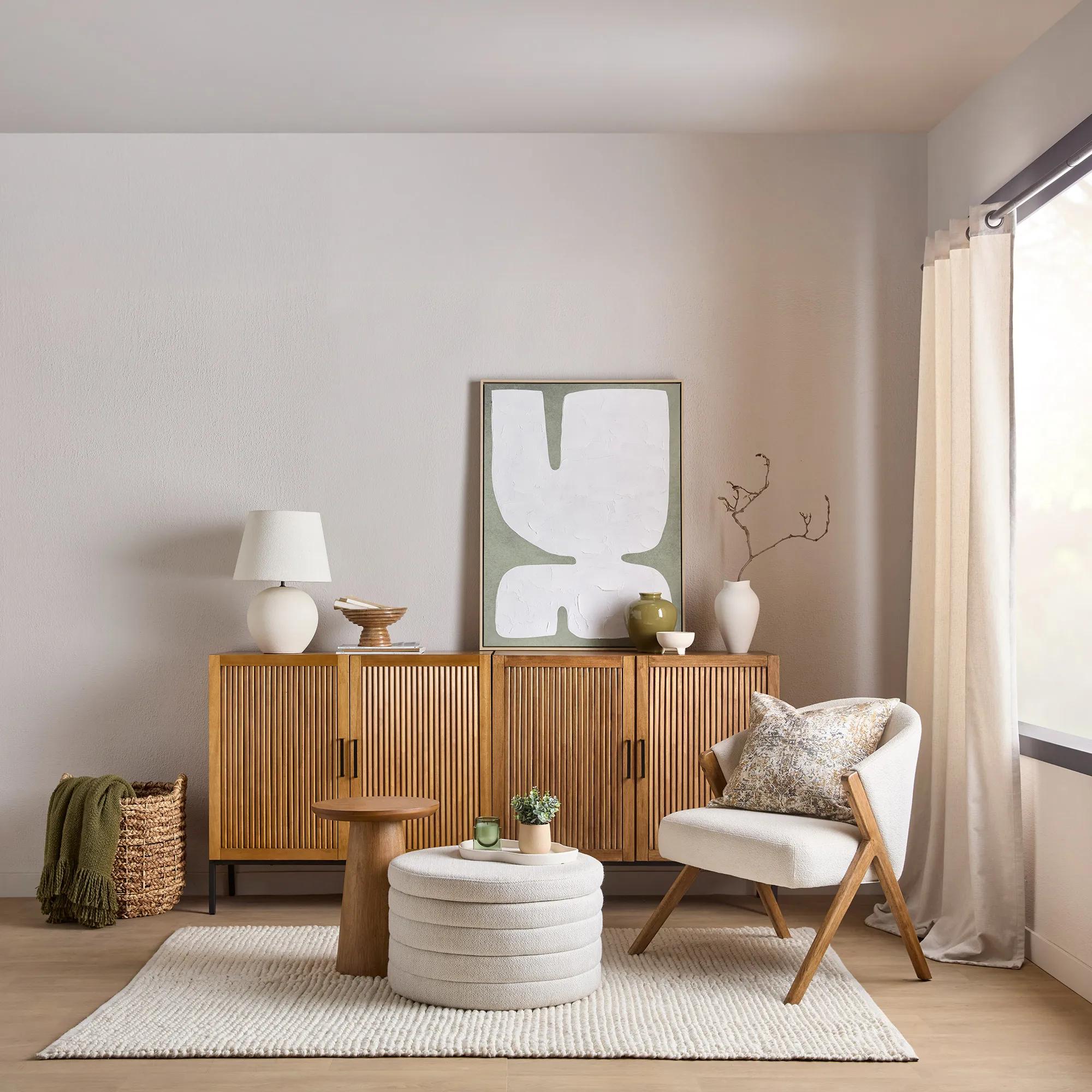 Round Storage Fabric Ottoman