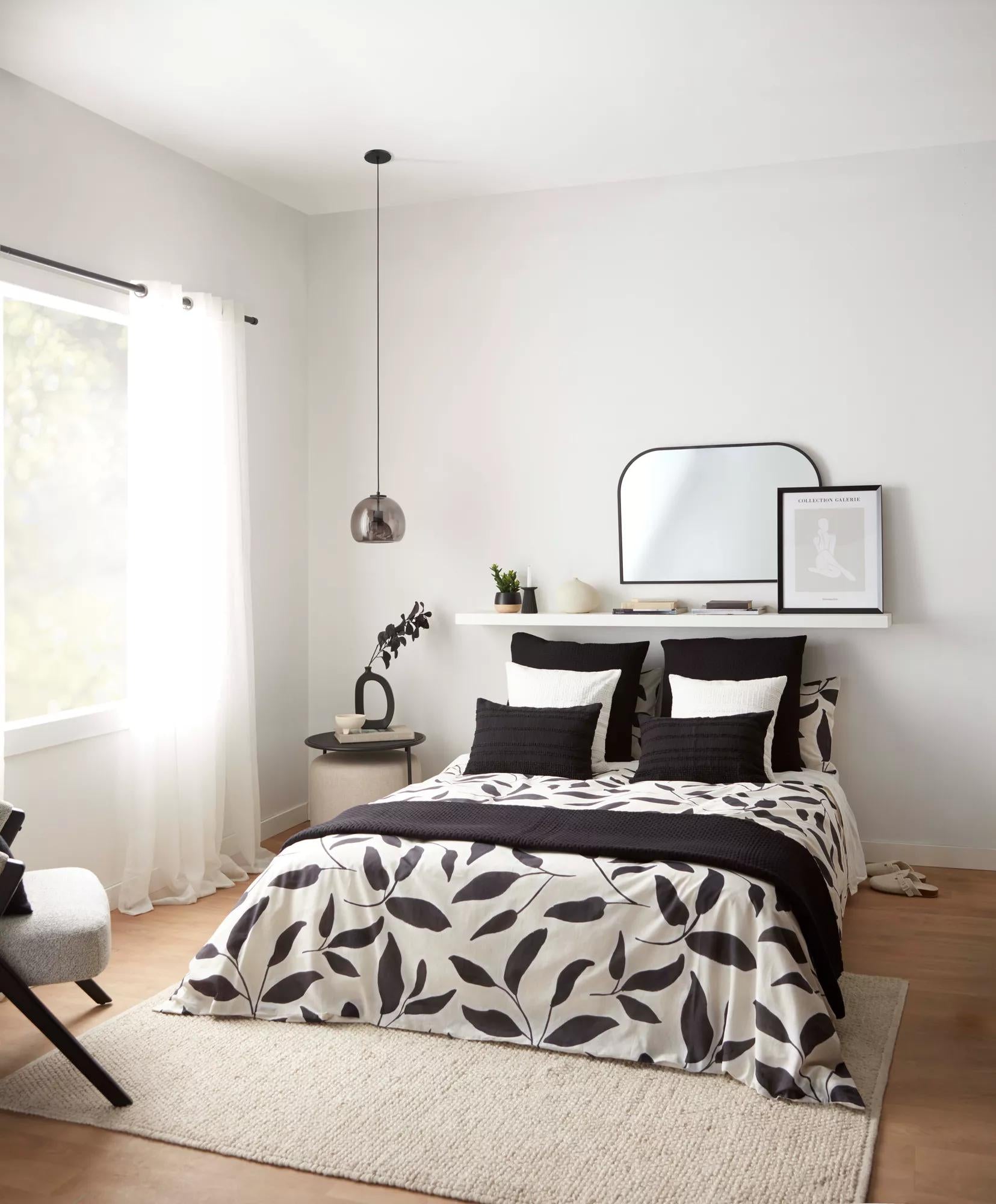 Black Side Table with Ottoman