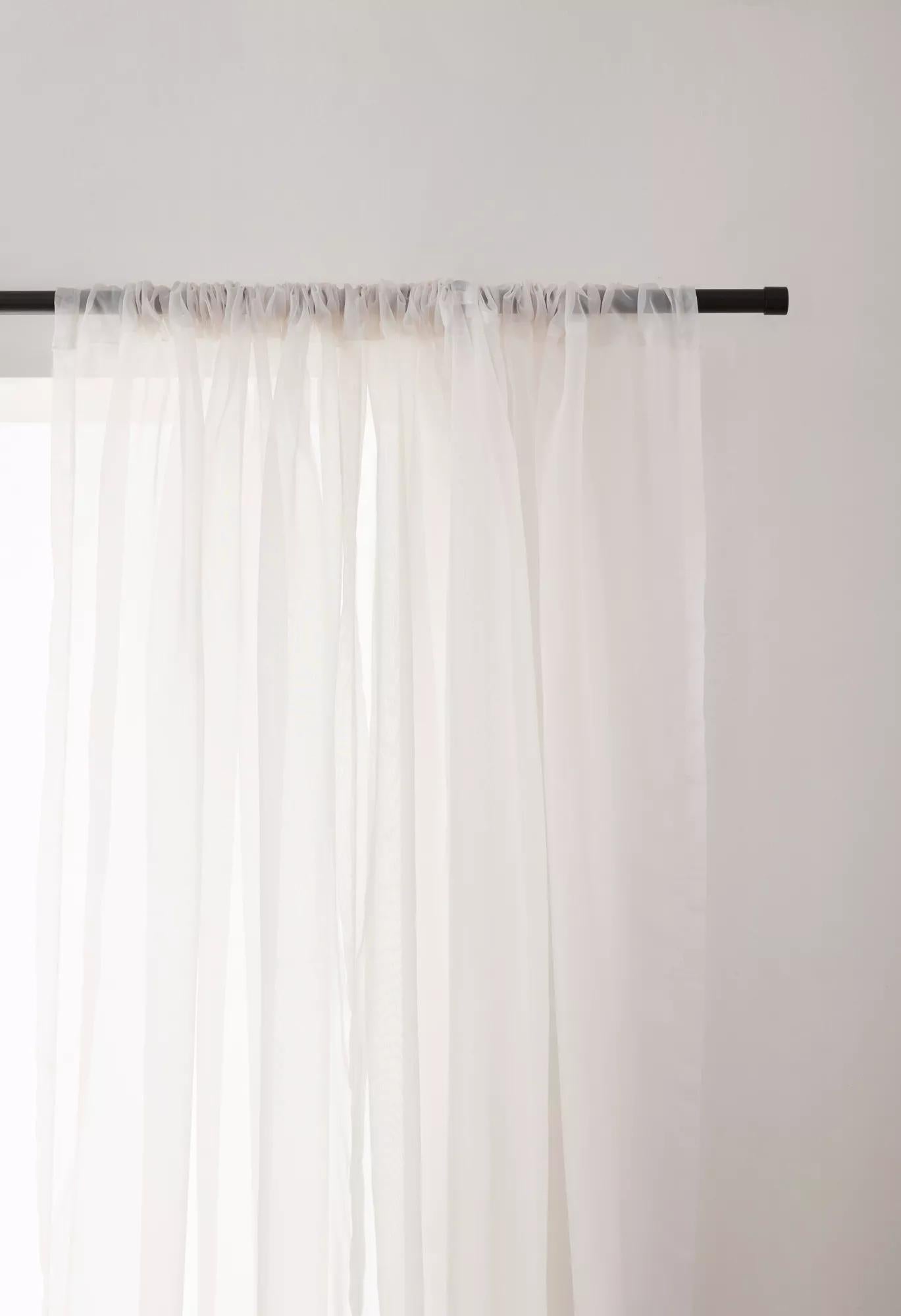 White Rod Pocket Sheer Curtain