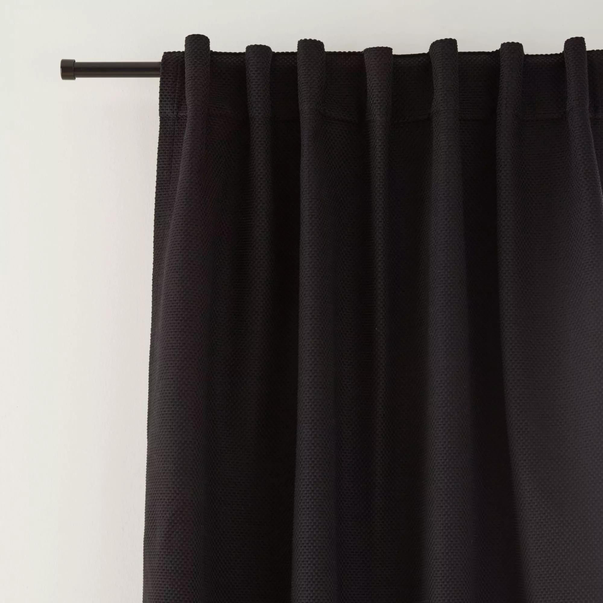 Black Ortega Blackout Back-Tab Curtain