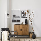 Slatted 2-Door Dark Wood Buffet