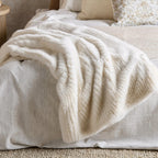 Off White Maddox Faux Fur Throw