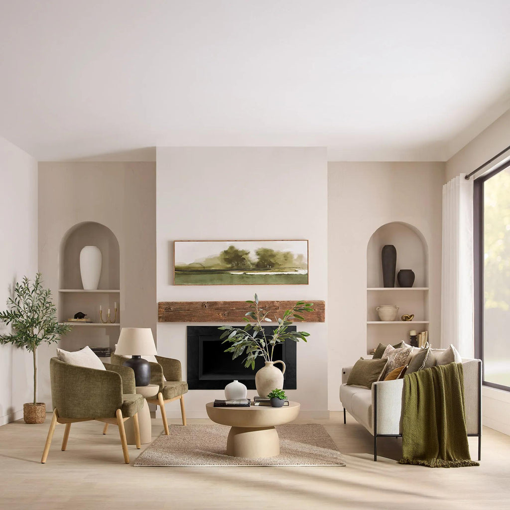 Fabric and Wood Accent Chair