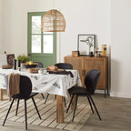 Black Faux Leather and Black Metal Chair