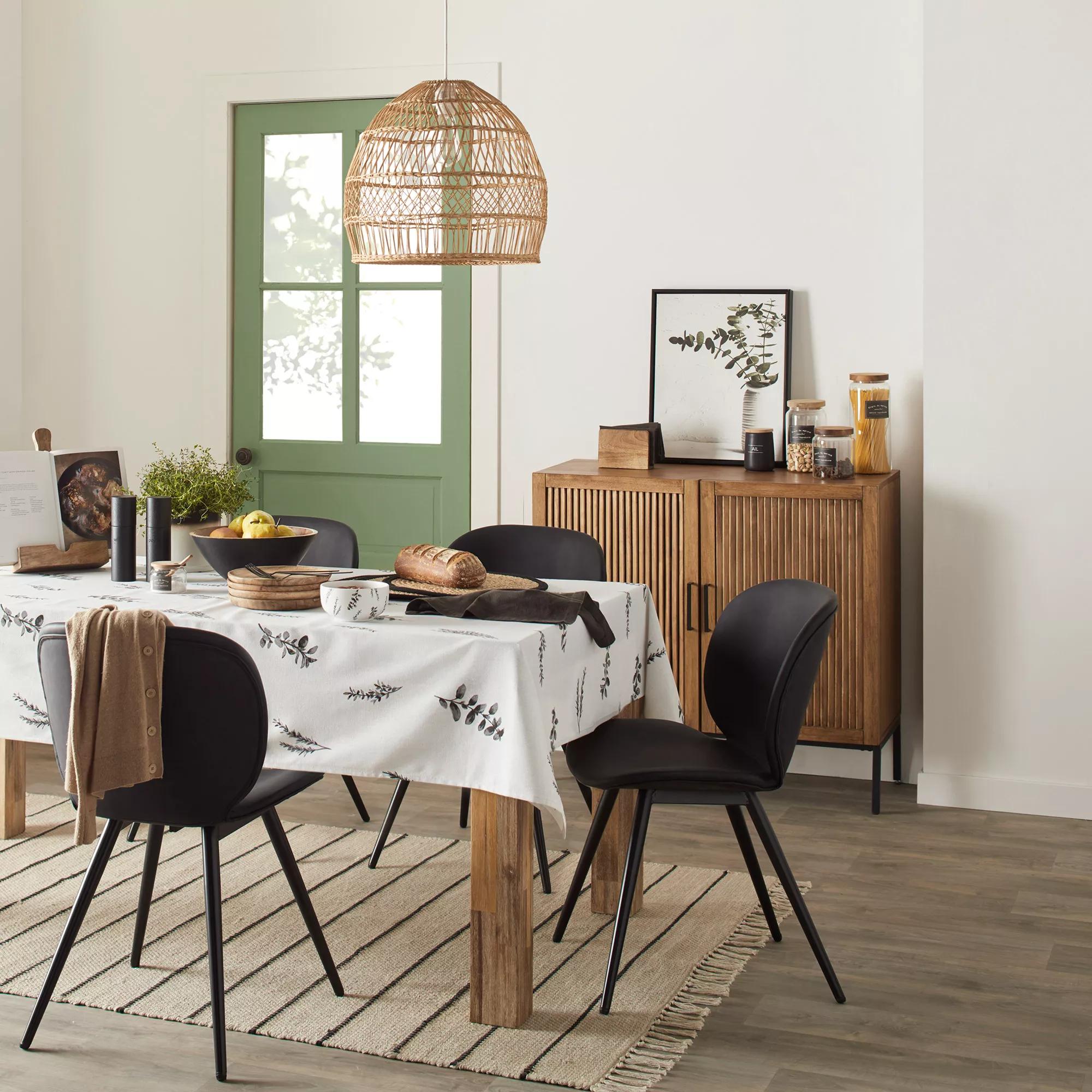 Black Faux Leather and Black Metal Chair