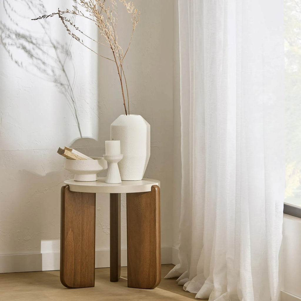 White Short Ribbed Candle