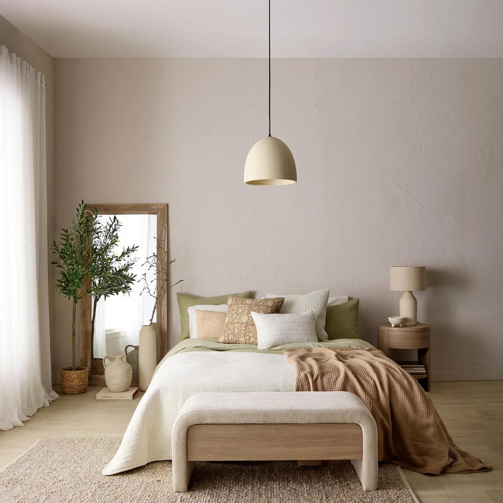 Fabric and Wood Bench with Storage