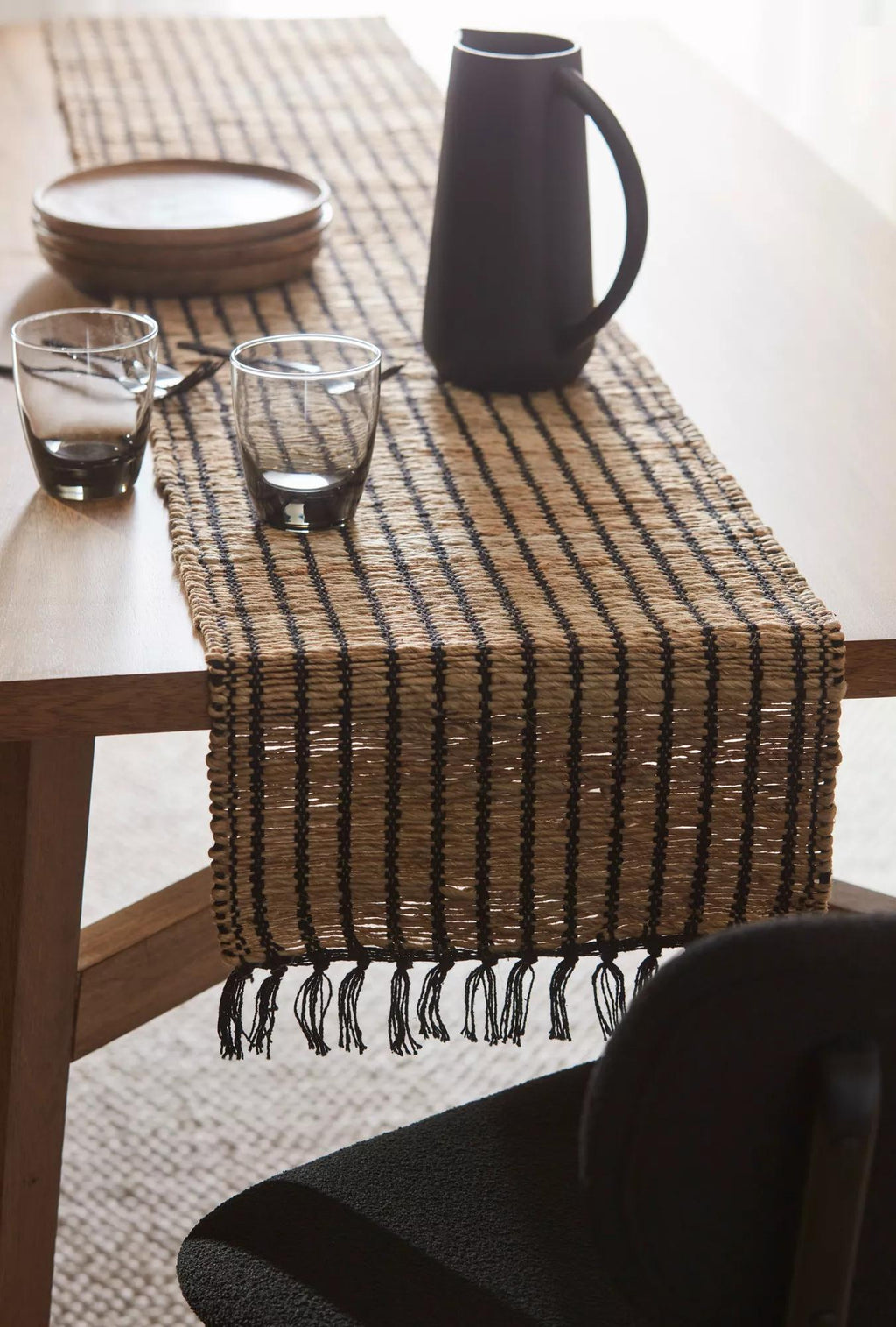 Black & Natural Table Runner