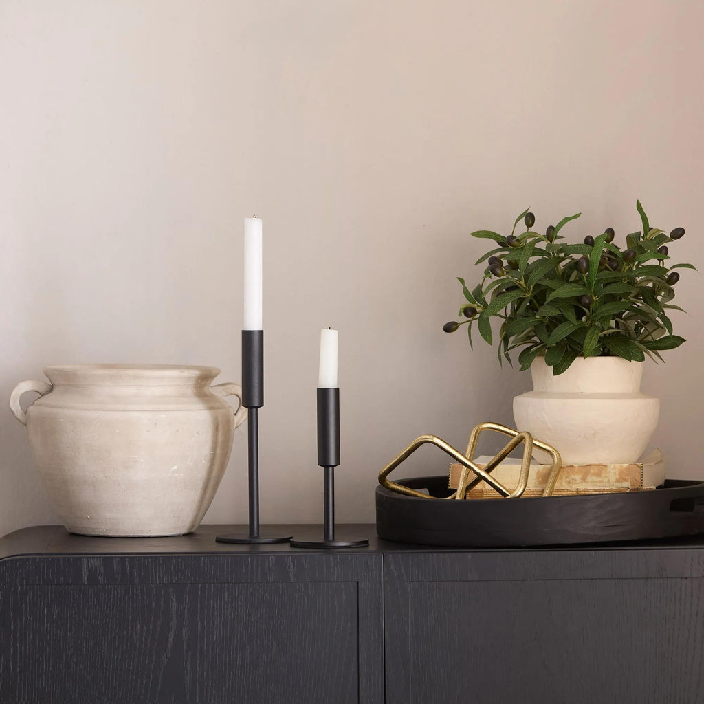 Modern Candle Holder in Black Metal