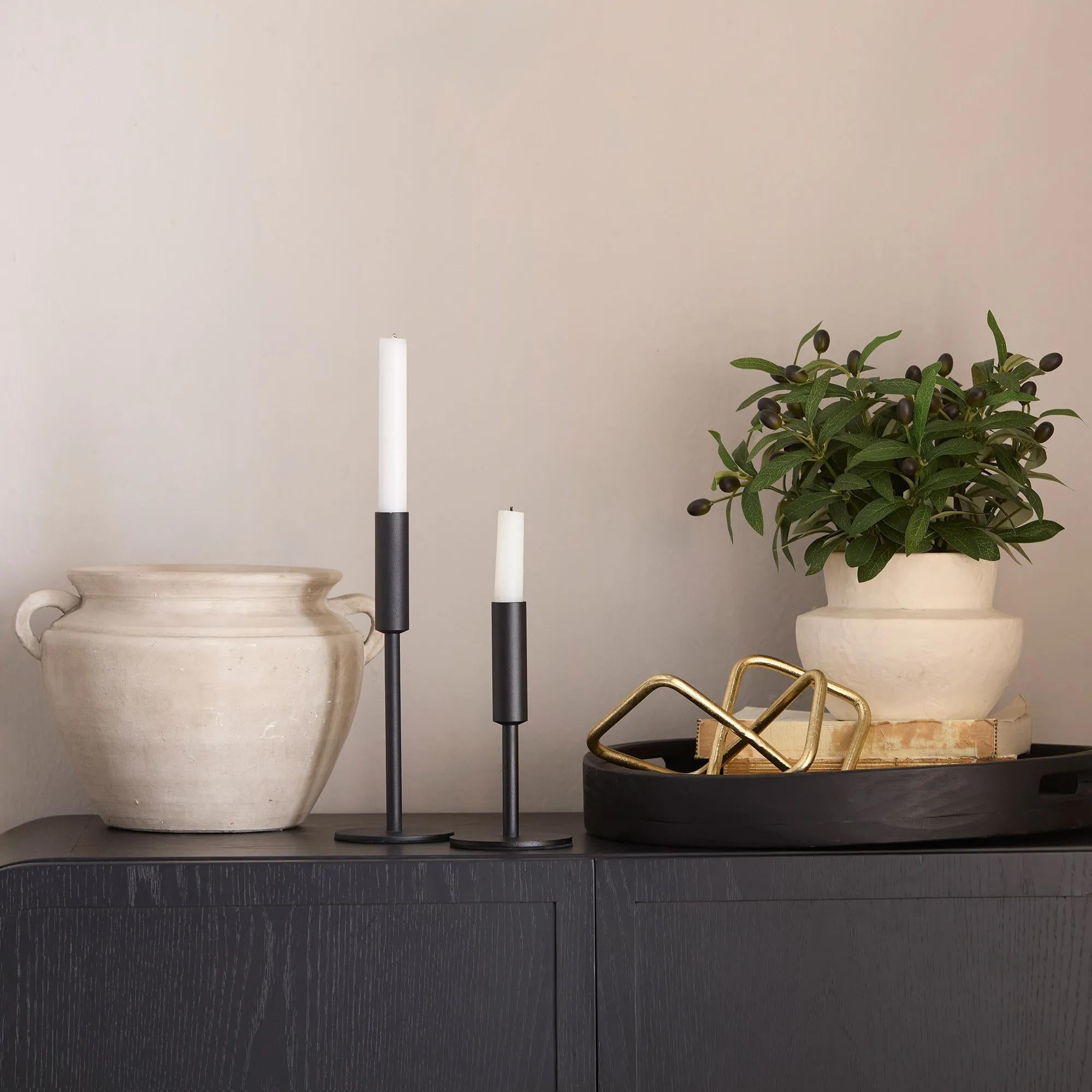 Modern Candle Holder in Black Metal