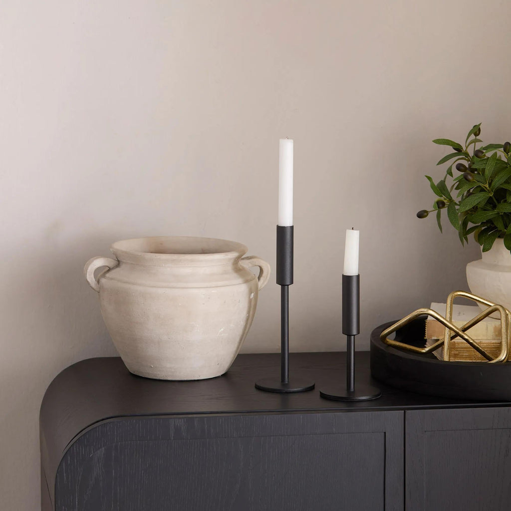 Modern Candle Holder in Black Metal