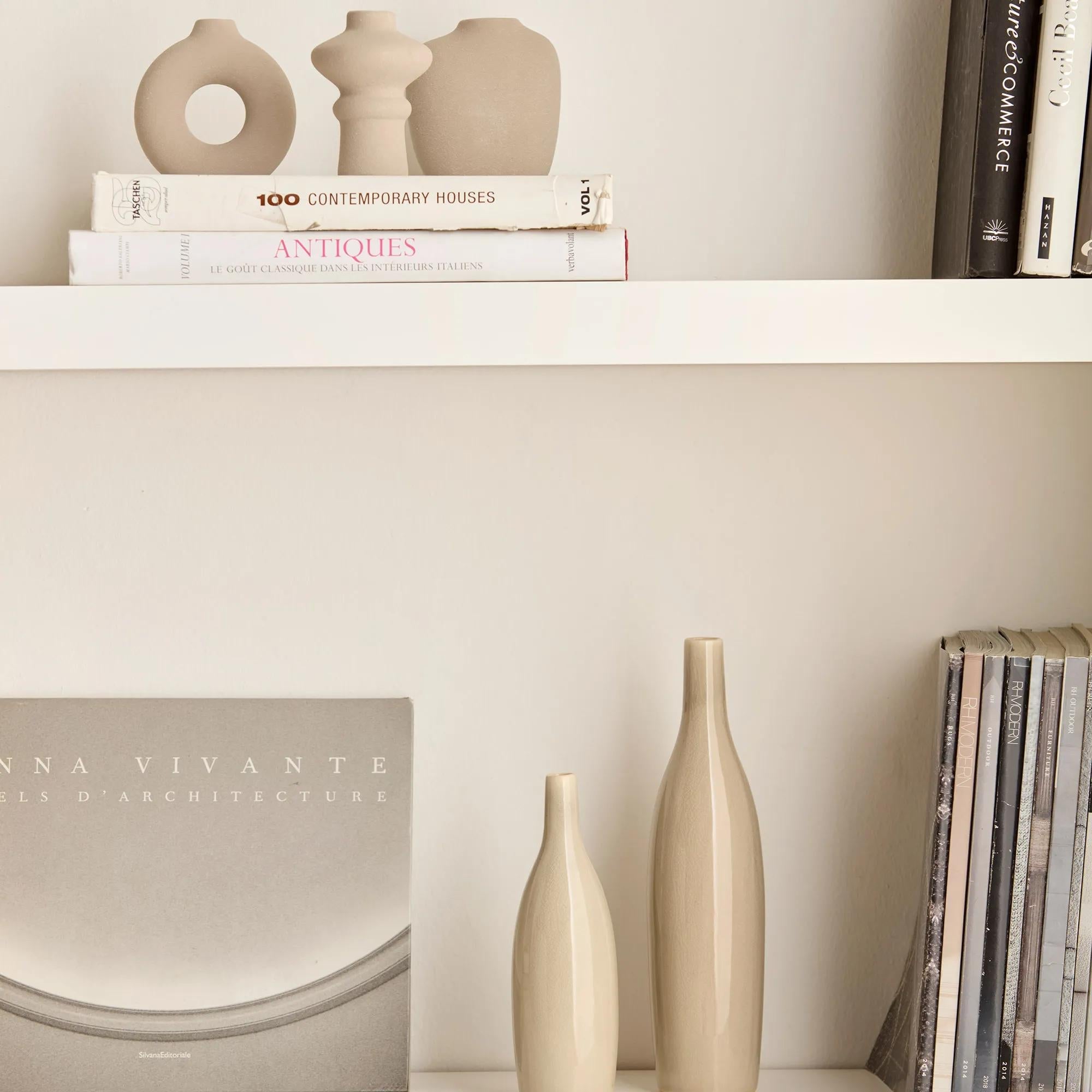 Set of 3 Beige Ceramic Vases