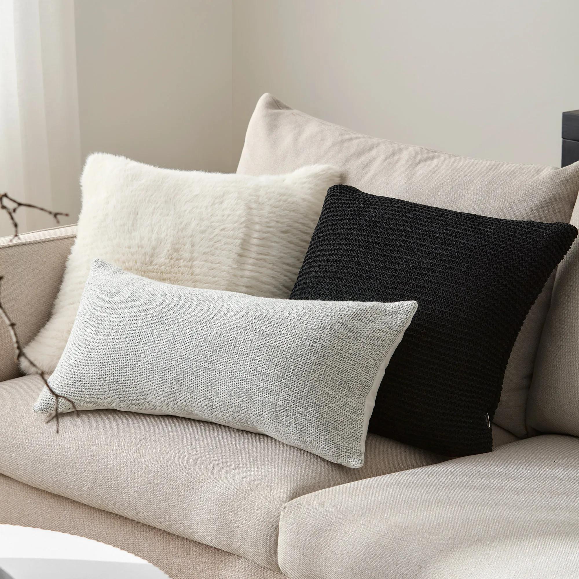 Off White Maddox Faux Fur Decorative Pillow