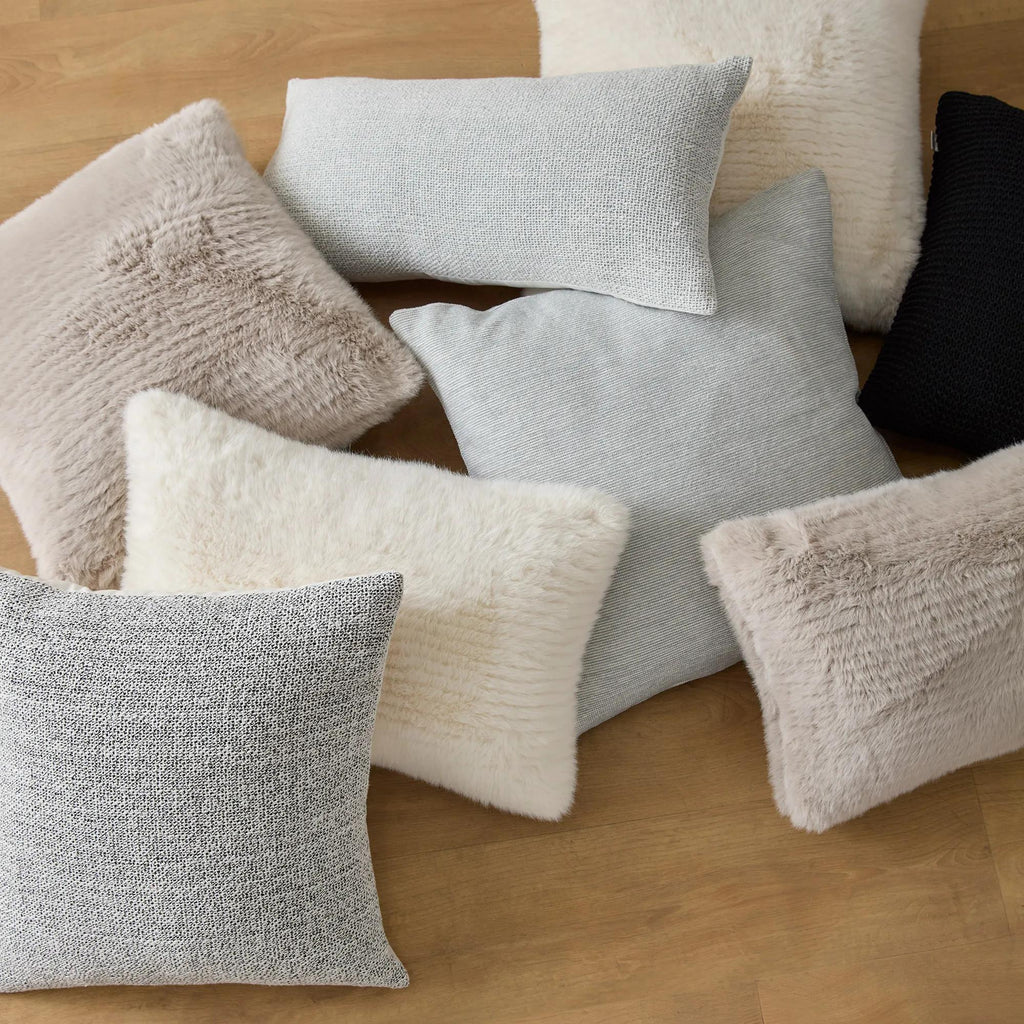 Off White Maddox Faux Fur Decorative Pillow