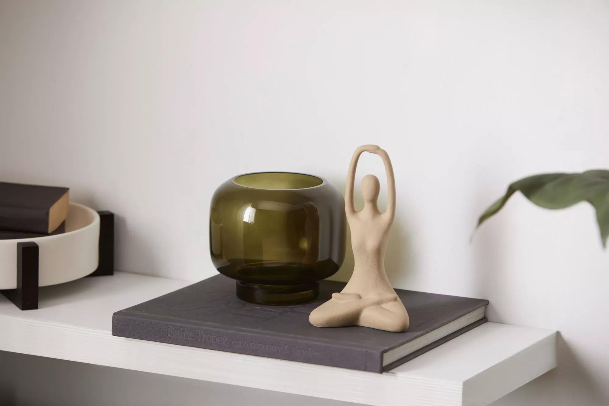 Green Glass Pillar Candle Holder