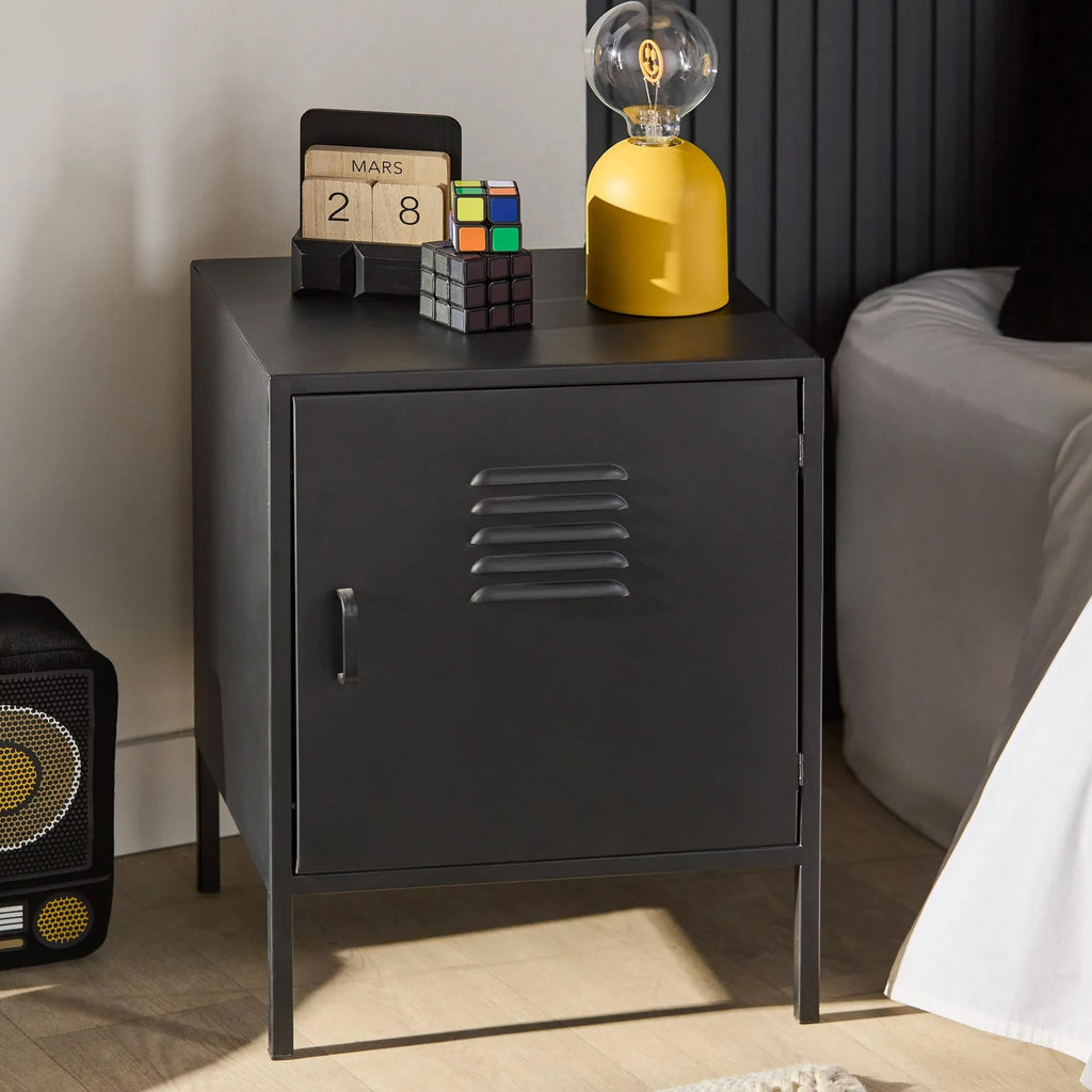 Black Metal Locker Side Table