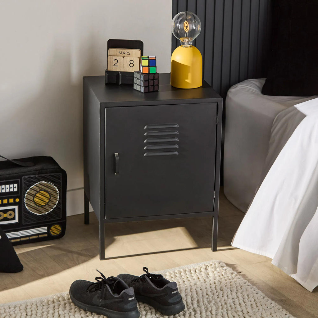 Black Metal Locker Side Table