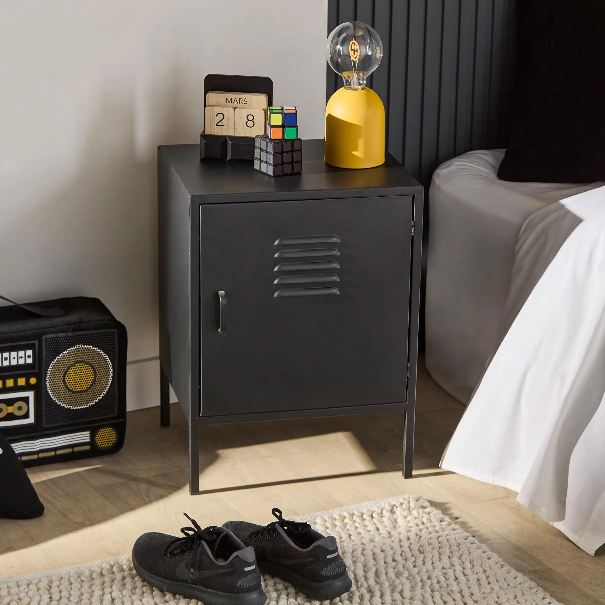 Black Metal Locker Side Table