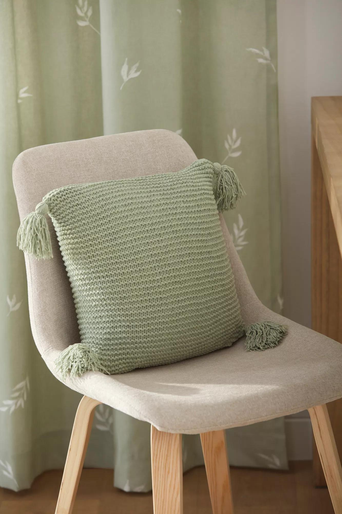 Sage Erna Decorative Pillow with Tassels