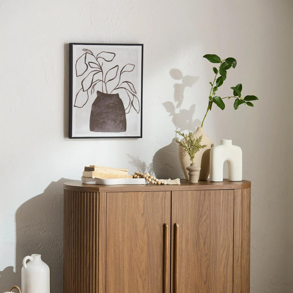 Walnut Veneer Buffet With Two Doors