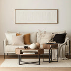 Oatmeal Fabric Sofa with Black Metal Legs