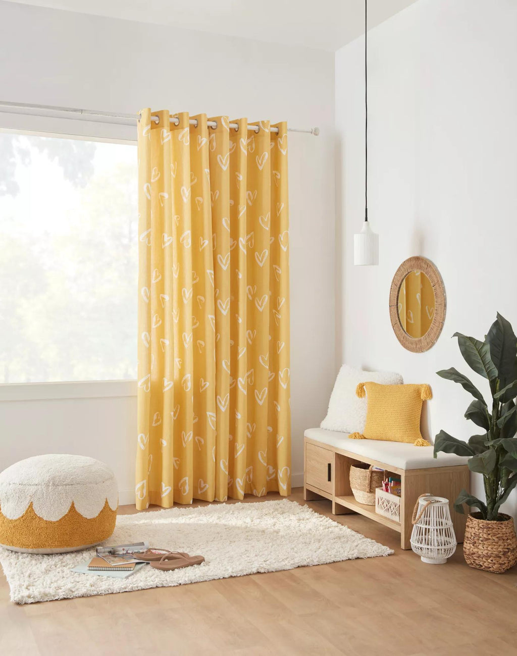 Fabric and Wood Bench with Shoe Rack and Storage